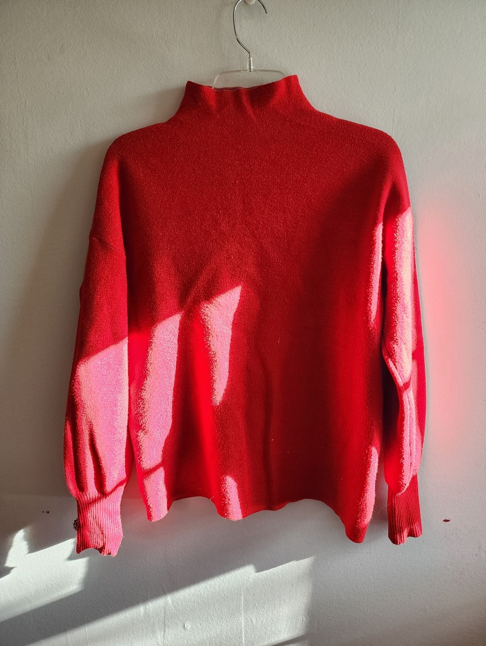 Red Mock Neck Women's Sweater